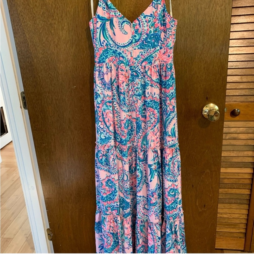 Lilly Pulitzer EUC Melody Maxi Pink Tropics Tangerine Dream size 0